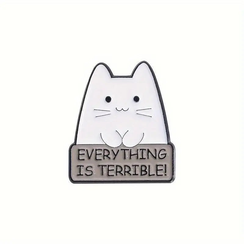 1-5pcs Cartoon Anime Creative Quirky White Cat Badge Decoration Clothing Accessories Metal Badge Brooch Exploration Badge Accessories SS69