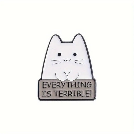 1-5pcs Cartoon Anime Creative Quirky White Cat Badge Decoration Clothing Accessories Metal Badge Brooch Exploration Badge Accessories SS69