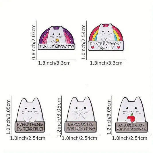 1-5pcs Cartoon Anime Creative Quirky White Cat Badge Decoration Clothing Accessories Metal Badge Brooch Exploration Badge Accessories SS69