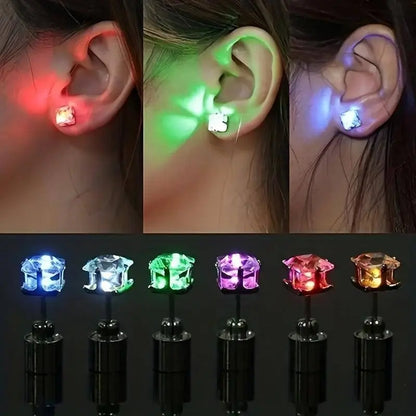 1 Pair Cool Colorful Flashing Earrings Glowing In The Dark - SS69