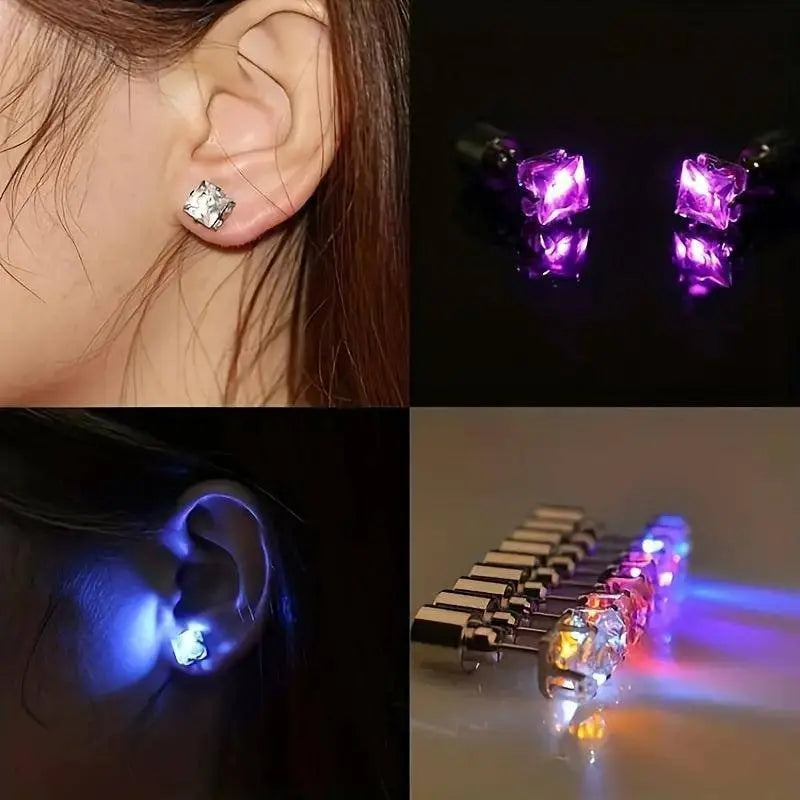1 Pair Cool Colorful Flashing Earrings Glowing In The Dark - SS69