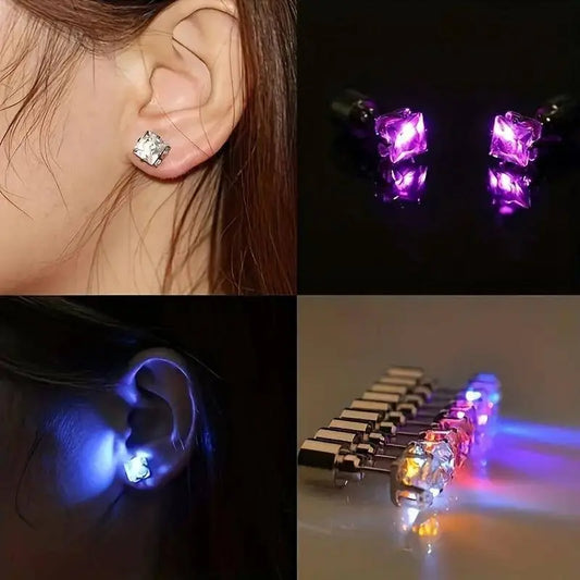 1 Pair Cool Colorful Flashing Earrings Glowing In The Dark - SS69