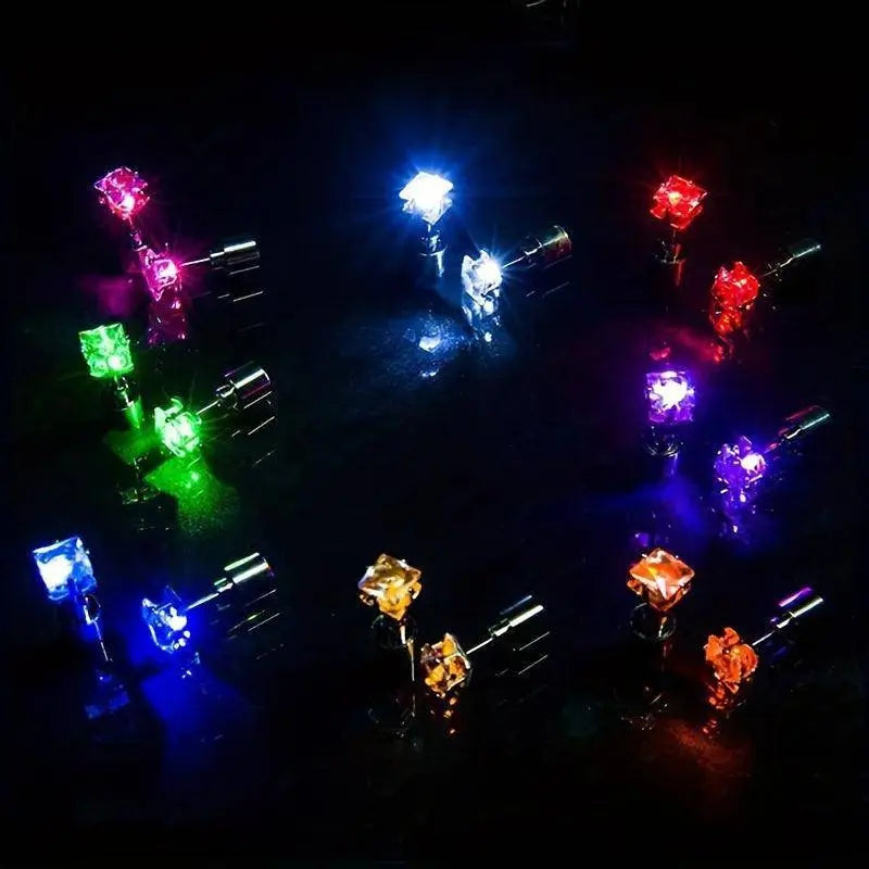 1 Pair Cool Colorful Flashing Earrings Glowing In The Dark - SS69