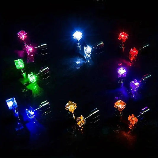 1 Pair Cool Colorful Flashing Earrings Glowing In The Dark - SS69