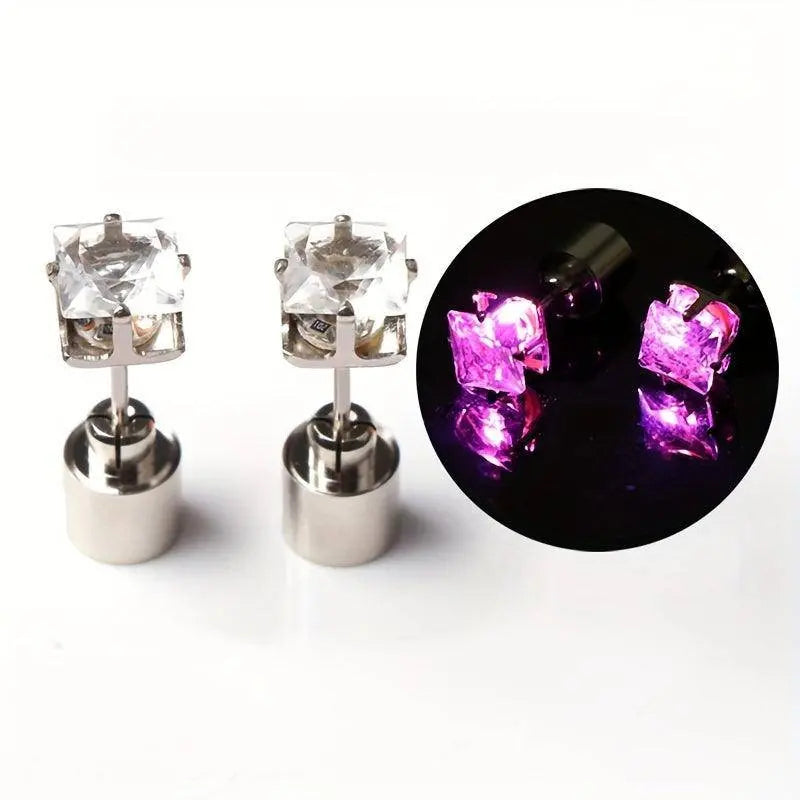 1 Pair Cool Colorful Flashing Earrings Glowing In The Dark - SS69