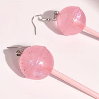 1 Pair Of Y2k Style Drop Earrings Pink Lollipop - SS69