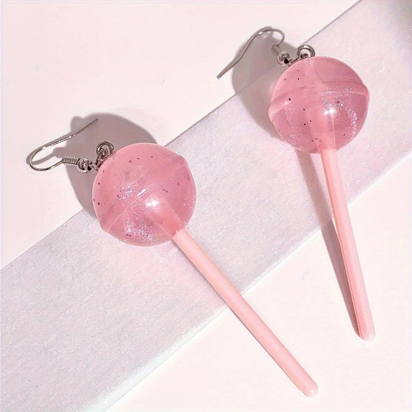 1 Pair Of Y2k Style Drop Earrings Pink Lollipop - SS69