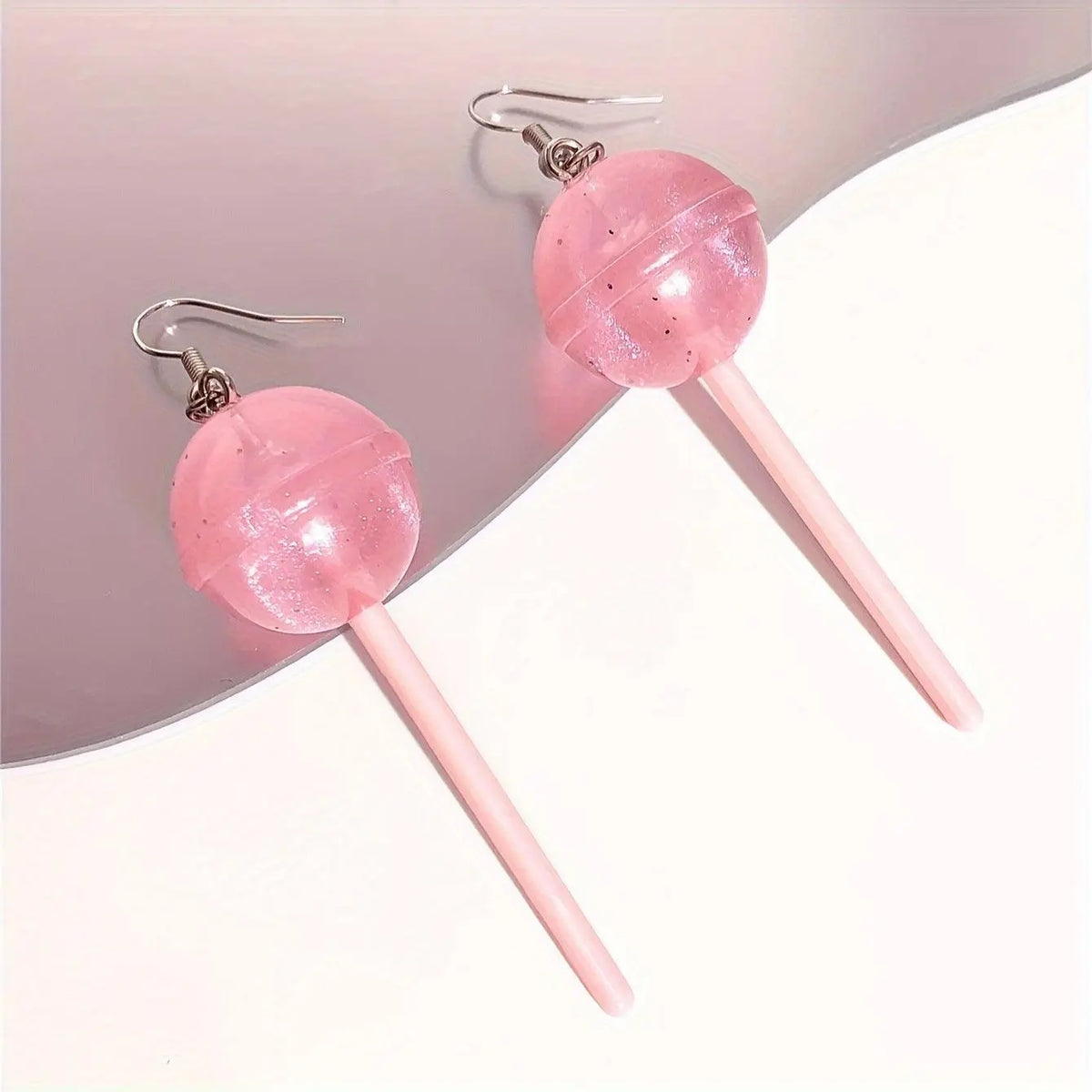 1 Pair Of Y2k Style Drop Earrings Pink Lollipop - SS69