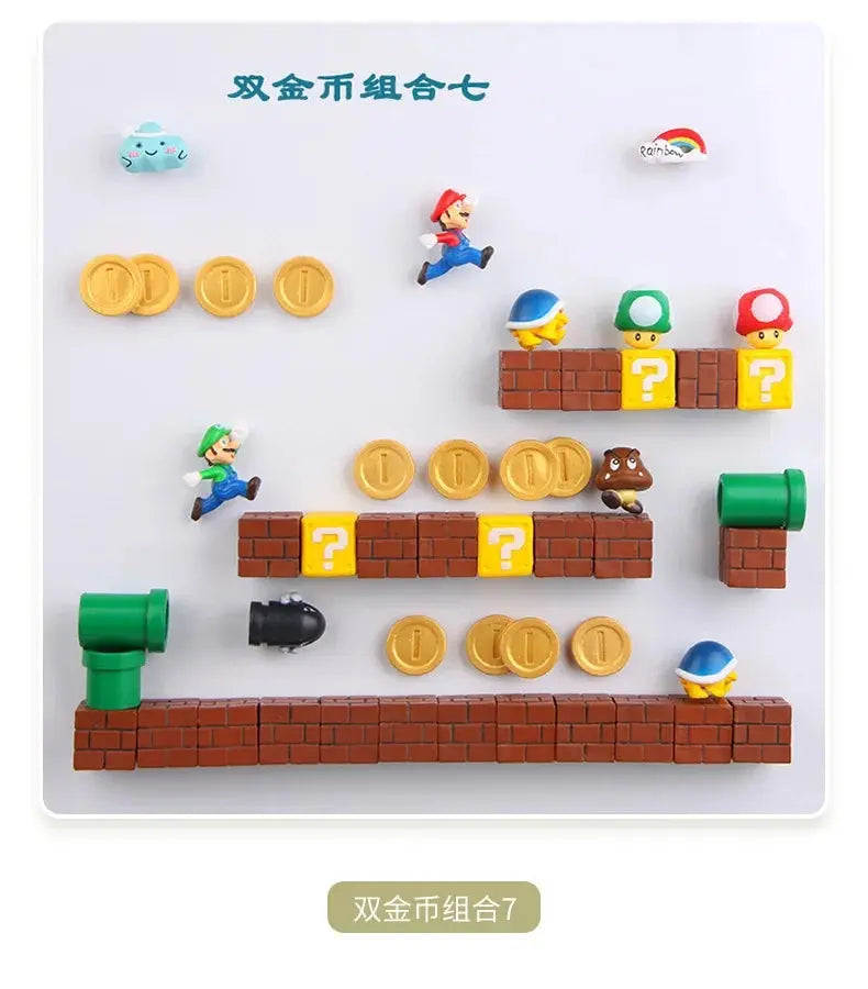 1 Set Japan Game Figure Super Mario Bros Fridge Magnets Refrigerator Stickers Ornament Luigi Yoshi Toad Mini Figurine Doll SS69