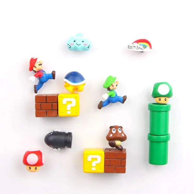 1 Set Japan Game Figure Super Mario Bros Fridge Magnets Refrigerator Stickers Ornament Luigi Yoshi Toad Mini Figurine Doll SS69 21.69 C