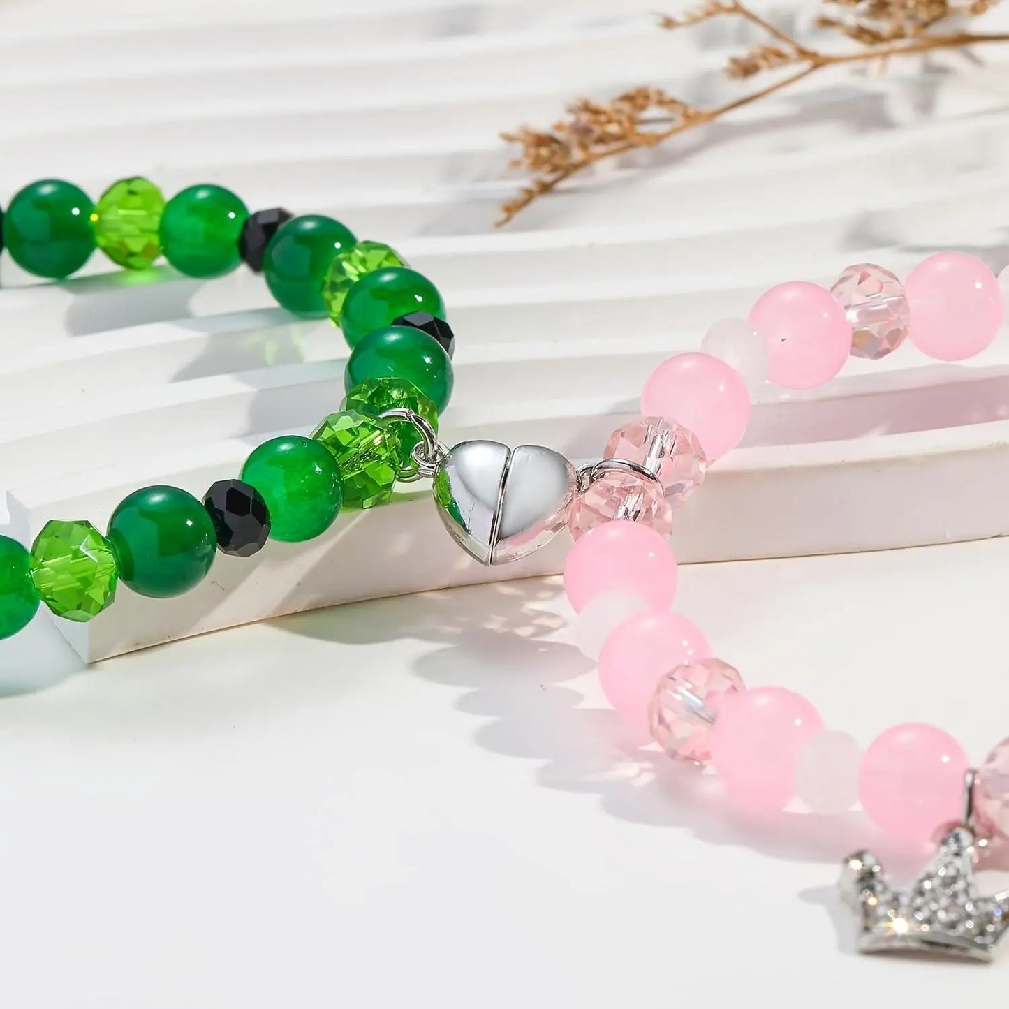 1 Set Wicked Inspired Friendship Bracelets. Evil Queen - Crown Princess. Glass Bead Jewelry SS69