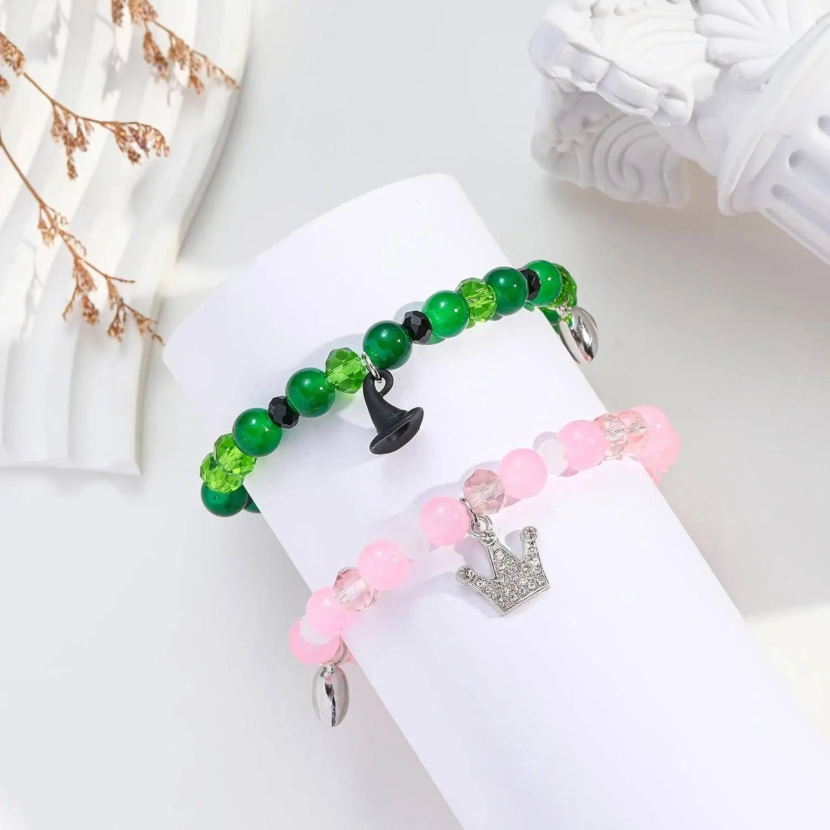 1 Set Wicked Inspired Friendship Bracelets. Evil Queen - Crown Princess. Glass Bead Jewelry SS69