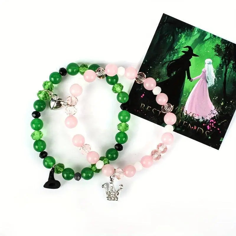 1 Set Wicked Inspired Friendship Bracelets. Evil Queen - Crown Princess. Glass Bead Jewelry SS69