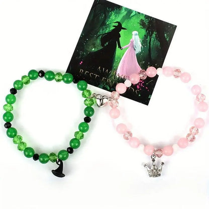 1 Set Wicked Inspired Friendship Bracelets. Evil Queen - Crown Princess. Glass Bead Jewelry SS69 7.69 Witch + Crown (with card)