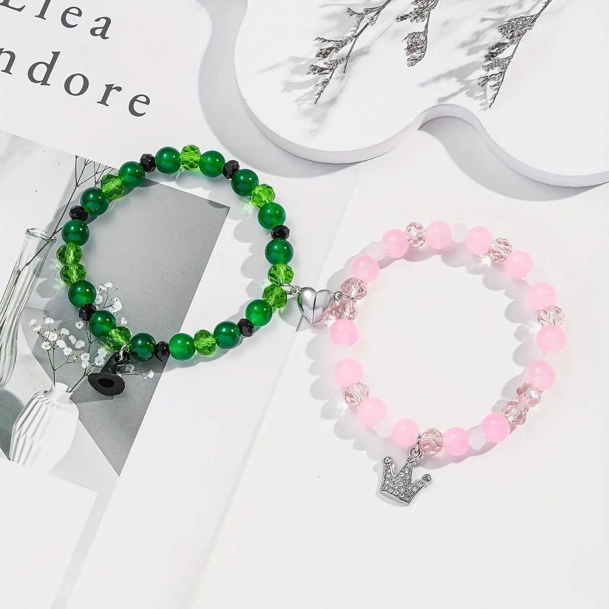1 Set Wicked Inspired Friendship Bracelets. Evil Queen - Crown Princess. Glass Bead Jewelry SS69