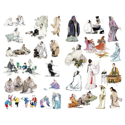 1 PCS Retro Chinese Girls in the Dream of Red Mansion Scrapbook Book Journal Stationery Stickers School Office Art Supplies - SS69