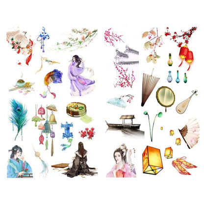1 PCS Retro Chinese Girls in the Dream of Red Mansion Scrapbook Book Journal Stationery Stickers School Office Art Supplies - SS69