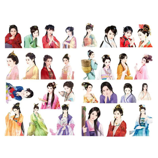 1 PCS Retro Chinese Girls in the Dream of Red Mansion Scrapbook Book Journal Stationery Stickers School Office Art Supplies - SS69