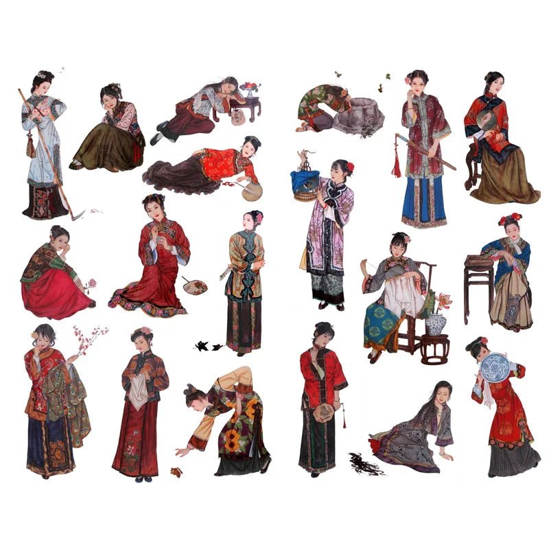 1 PCS Retro Chinese Girls in the Dream of Red Mansion Scrapbook Book Journal Stationery Stickers School Office Art Supplies - SS69