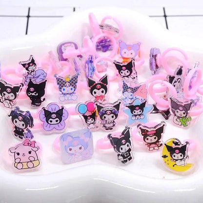 10/20Pcs Cartoon Sanrio Cinnamorolls Anime Kuromi melody Ring Kids Adjustable Rings Children Girl Rings Party Gifts SS69