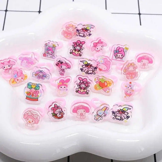 10/20Pcs Cartoon Sanrio Cinnamorolls Anime Kuromi melody Ring Kids Adjustable Rings Children Girl Rings Party Gifts SS69 7.69 2 / 10PCS
