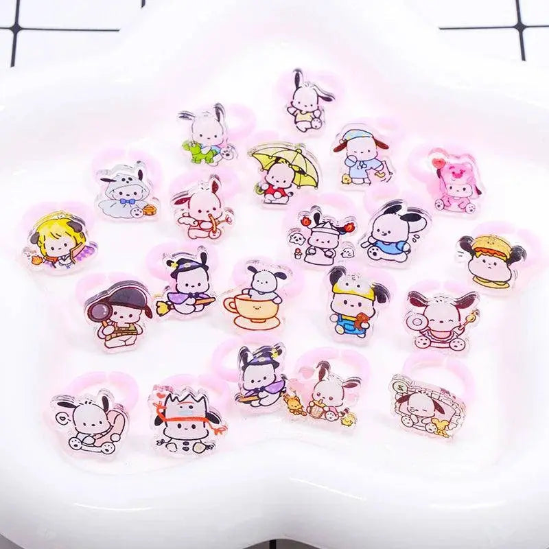 10/20Pcs Cartoon Sanrio Cinnamorolls Anime Kuromi melody Ring Kids Adjustable Rings Children Girl Rings Party Gifts SS69 7.69 5 / 10PCS