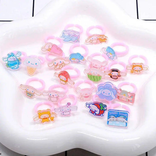 10/20Pcs Cartoon Sanrio Cinnamorolls Anime Kuromi melody Ring Kids Adjustable Rings Children Girl Rings Party Gifts SS69 7.69 3 / 10PCS