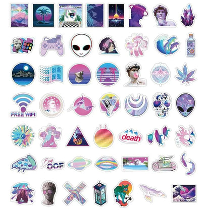10/30/50PCS Art Style Vaporwave Stickers Graffiti Skateboard Fridge Laptop Motorcycle Luggage DIY Cool Sticker Decals Kid Toys SS69