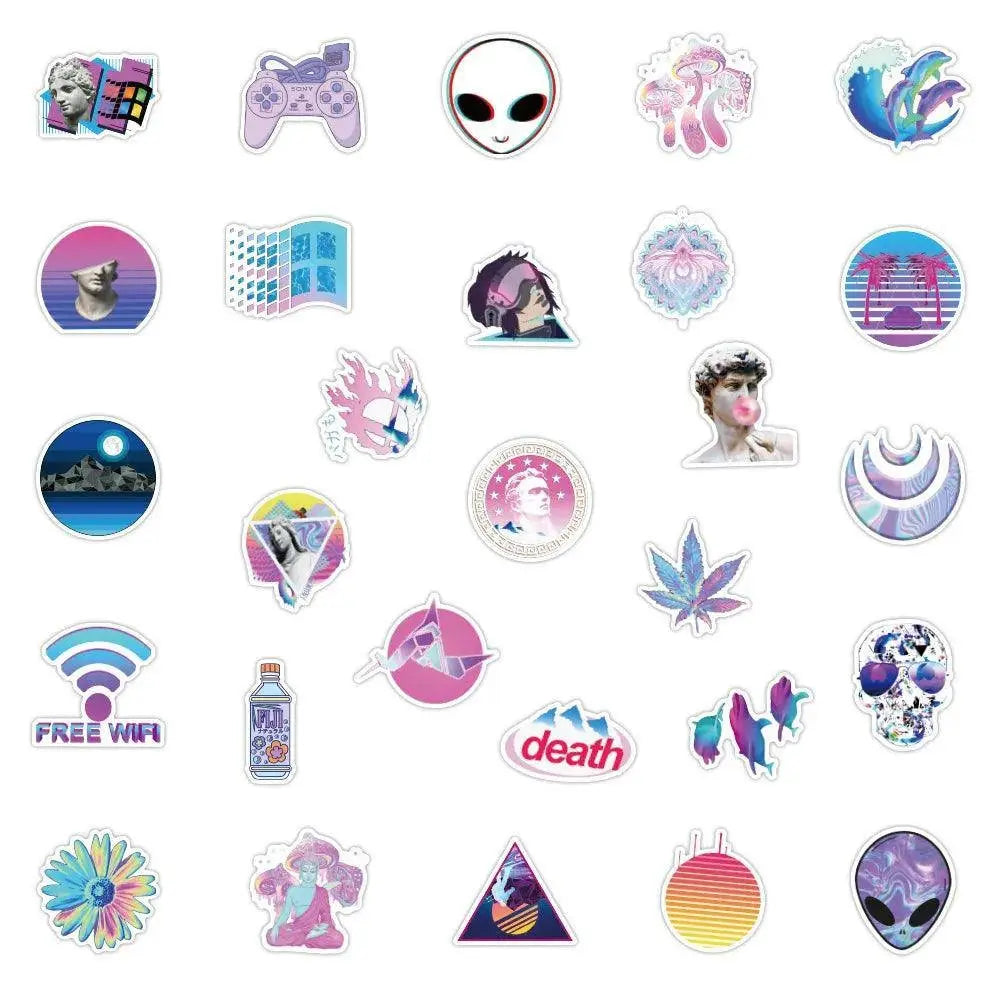 10/30/50PCS Art Style Vaporwave Stickers Graffiti Skateboard Fridge Laptop Motorcycle Luggage DIY Cool Sticker Decals Kid Toys SS69