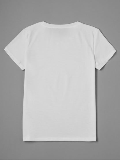 [Soft Graphic Tee] Soft Knit Women's Casual "Very Demure" Graphic Tee - Short Sleeve, Round Neck, Spring/Summer Fashion Top, White with Pink Print, Nontransparent Material, Bow Detail Shirt, Fitness Attire SS69