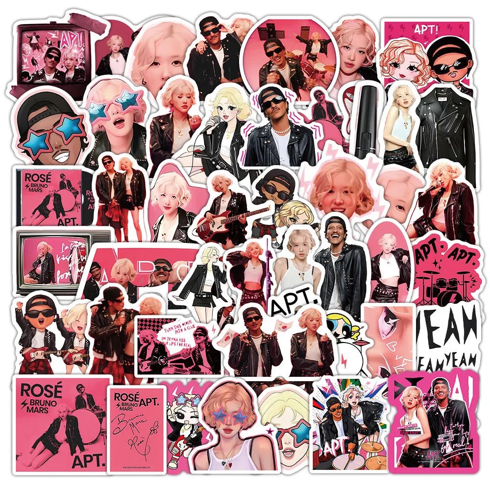 10/30/50PCS APT. Stickers ROSÉ Bruno Mars Sticker Song Graffiti DIY Scrapbook Luggage Laptop Guitar Car Bike Decals Fans Gift - SS69