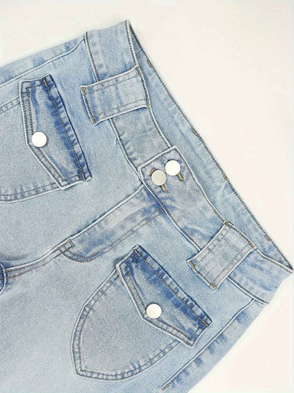 Women's Vintage Y2K Low-Rise Slim-Fit Flared Bell-Bottom Jeans Pants - Full-Length -Sweeping Trousers with Internal Zipper Closure, Machine Washable Retro for Casual Streetwear (Spring Summer Fall)