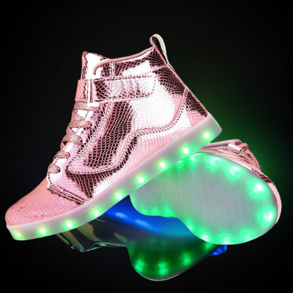 LED Lights Up Dacing Shoes | Lace Up Couples Sneakers, Luminous Flashing Trainers for Dancing, Party Festivals | High Top, Solid Color, Hook-and-Loop Fastener
