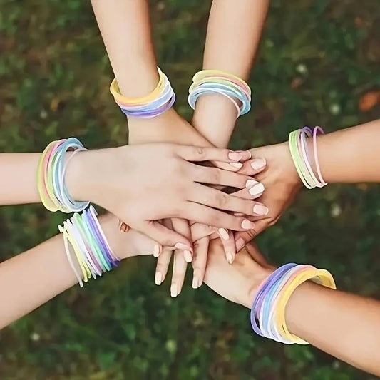 10pc Luminous Silicone Bracelet Set Simple Style Hand Jewelry Decoration Party Favors, For Music Festival SS69