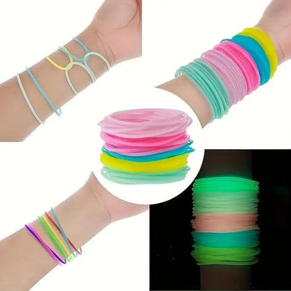 10pc Luminous Silicone Bracelet Set Simple Style Hand Jewelry Decoration Party Favors, For Music Festival SS69