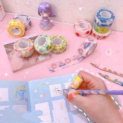 10pcs Cute Elastic Adhesive Bandages, Breathable Self-Adherent Wrap Tape for Sports Strains, Universal Size, Non-woven Material, Variety Patterns SS69