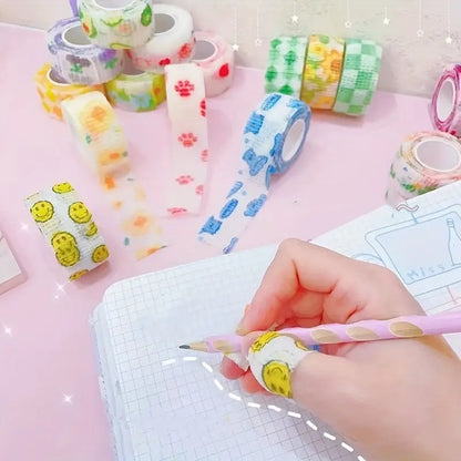 10pcs Cute Elastic Adhesive Bandages, Breathable Self-Adherent Wrap Tape for Sports Strains, Universal Size, Non-woven Material, Variety Patterns SS69