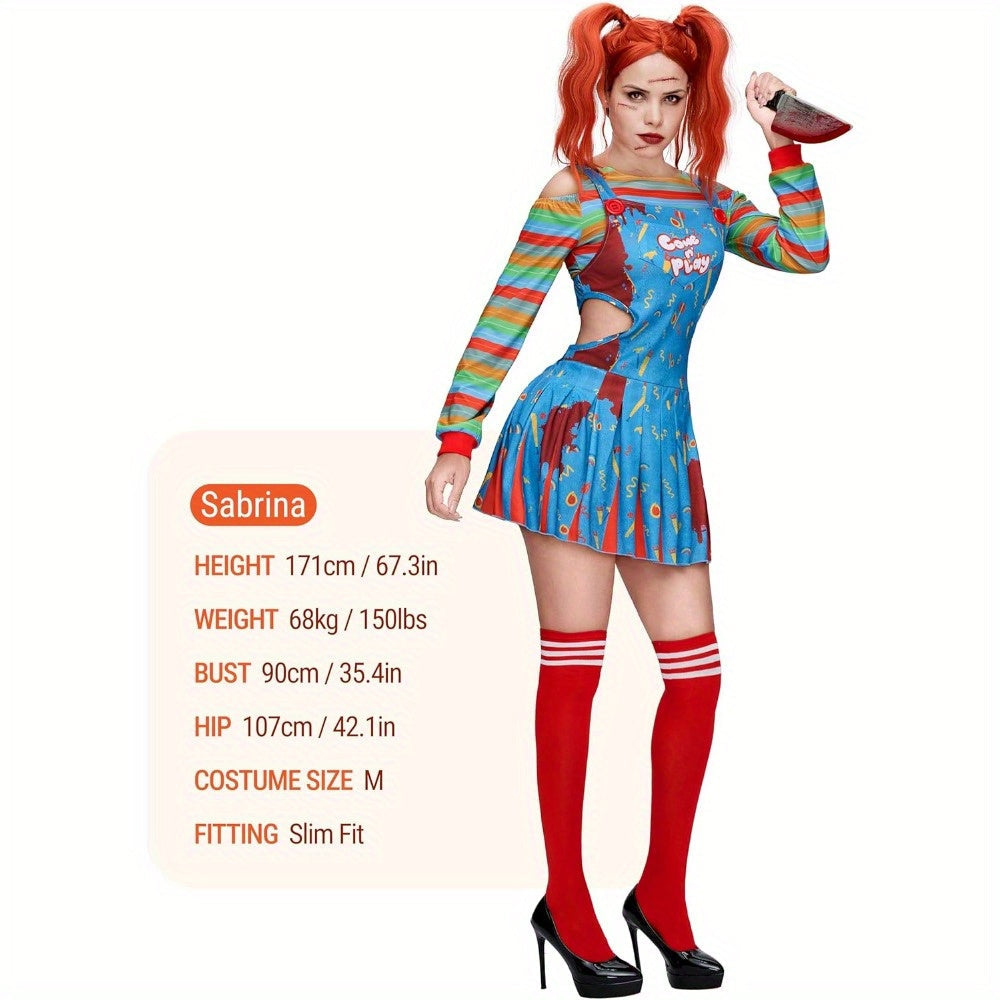 Halloween Killer Doll Costume Women, Adult Creepy Doll Dress, Halloween Costume Women for Cosplay, Womens Halloween Costumes, Halloween Costumes Plus Size Women, Costume Halloween, Halloween Costume for Women, Adult Halloween SS69