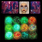 12 Colors Glitter Gel Makeup Glow in The Dark Body Glitter Gel UV Face Glitter for Women Festival Party Glitter Makeup Gel SS69