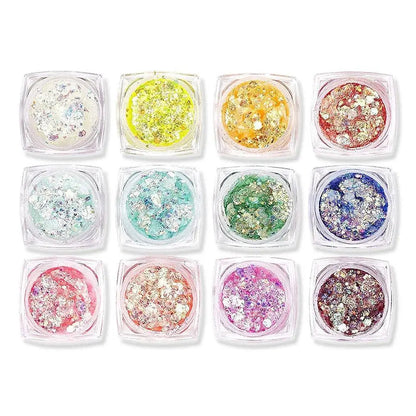 12 Colors Glitter Gel Makeup Glow in The Dark Body Glitter Gel UV Face Glitter for Women Festival Party Glitter Makeup Gel SS69