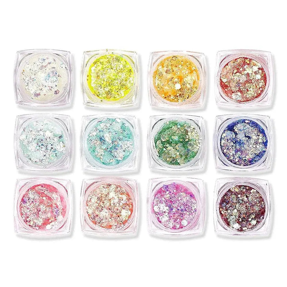 12 Colors Glitter Gel Makeup Glow in The Dark Body Glitter Gel UV Face Glitter for Women Festival Party Glitter Makeup Gel SS69