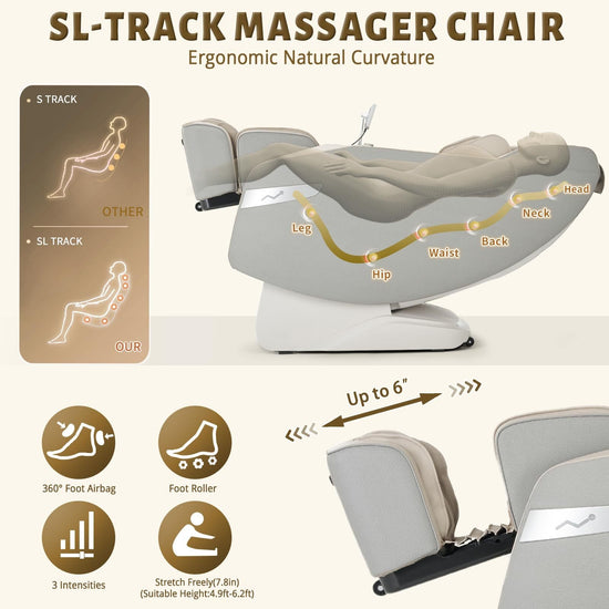 3D Massage Chair Full Body Zero Gravity Recliner - with Heated Heat, 12 Auto Massage Modes, Shiatsu Foot Massage, with 55