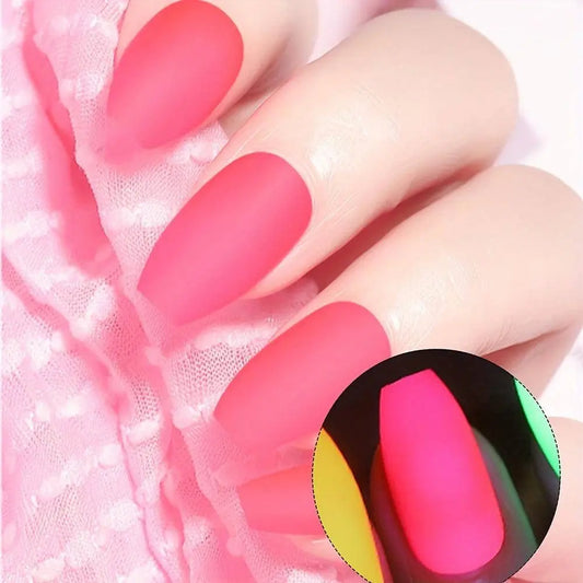 120Pcs Fluorescence Fake Nails Full Cover Summer Neon Colors Short Coffin Glue On Nails Solid Colors For Nail Art DIY Manicure Glow In The Dark SS69