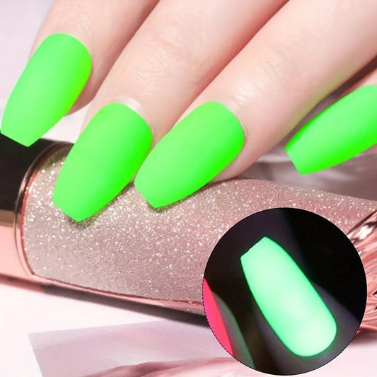 120Pcs Fluorescence Fake Nails Full Cover Summer Neon Colors Short Coffin Glue On Nails Solid Colors For Nail Art DIY Manicure Glow In The Dark SS69