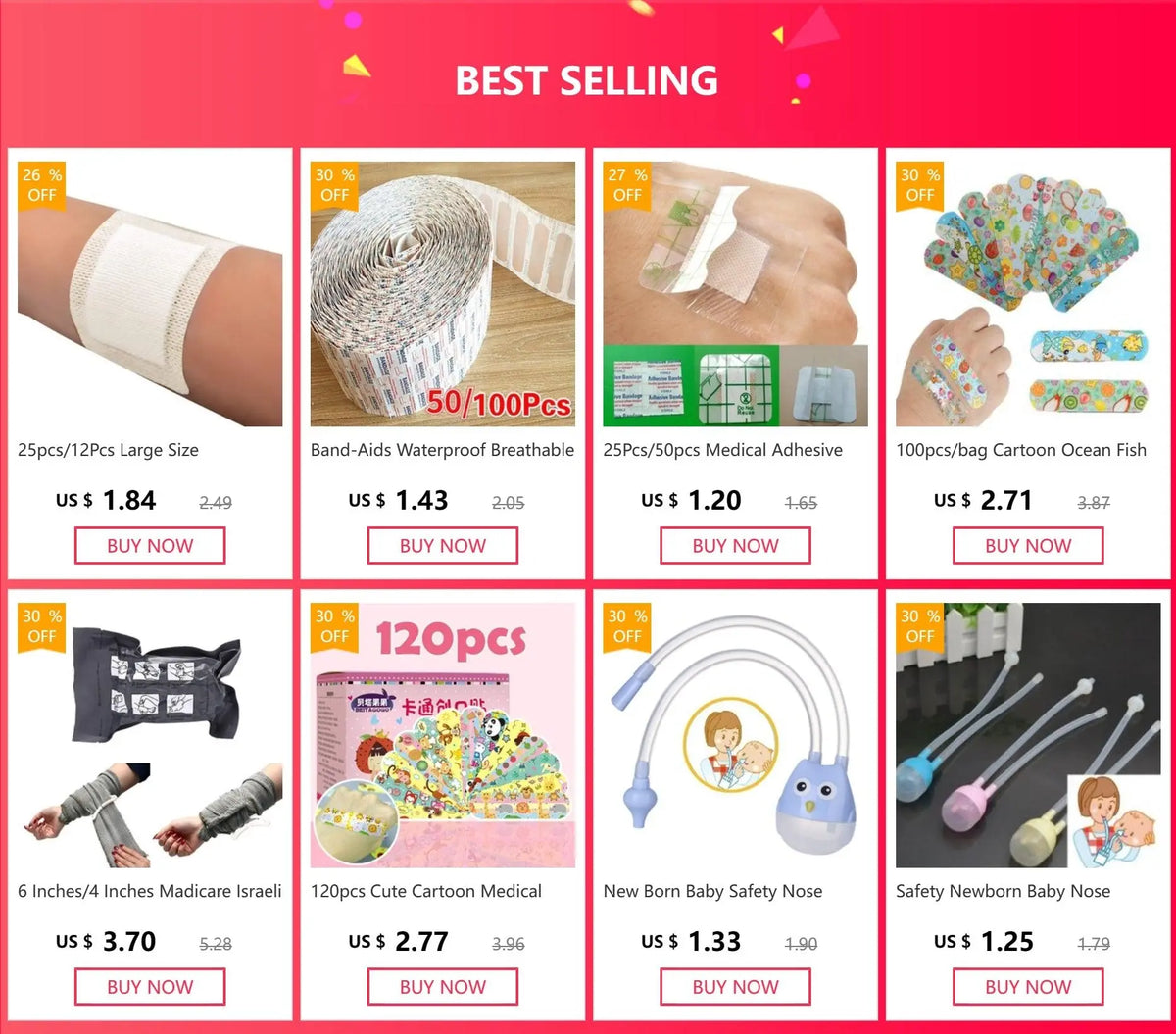 120pcs Cute Cartoon Medical Patch Waterproof Wound Adhesive Bandages Dustproof Breathable First Band Aid for Kids - SS69