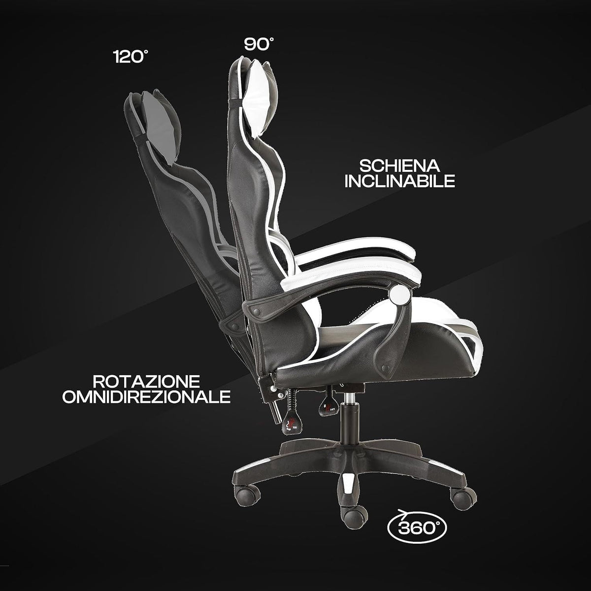 Baroni Home Gaming Chair, Ergonomic Office Chair with Adjustable Backrest, Headrest And Lumbar Support SS69