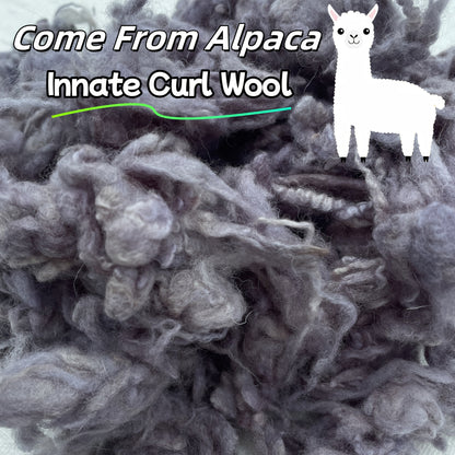 Pure Curled Alpaca Fiber – 100g/3.53oz Dyeing with Materials, Clean and Medium-Soft Texture Multi-Use Wool Curls, Ideal for Felting, Yarn Spinning, Knitting Projects, Art Dolls, Textile Figures, Tapestry Accents, Home Decor SS69