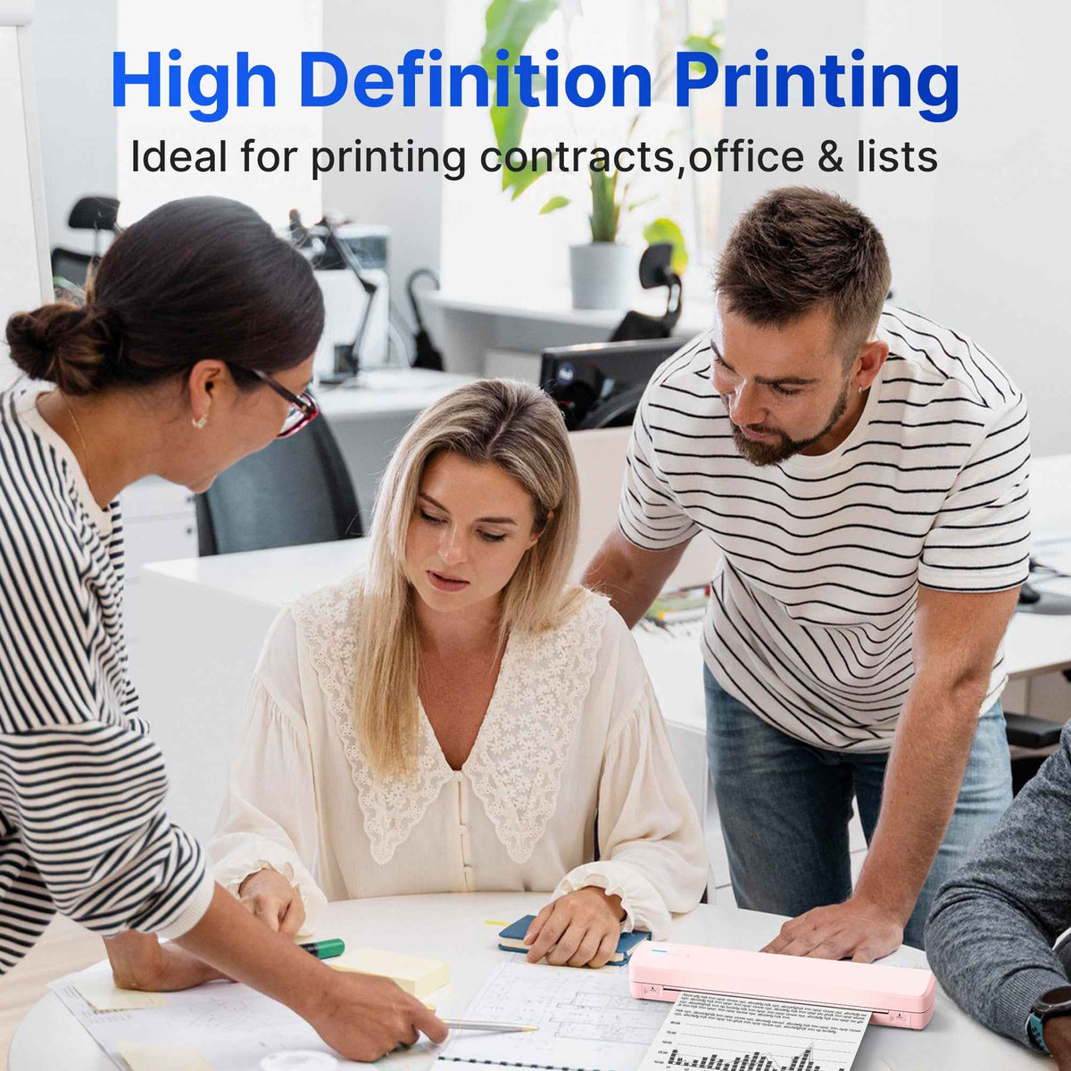 Portable Printer Wireless For Travel, Thermal Printer Inkless, Small Compact Printer Support Folding Paper/rolling/tattoo paper, Work With Laptop Phone And Pad