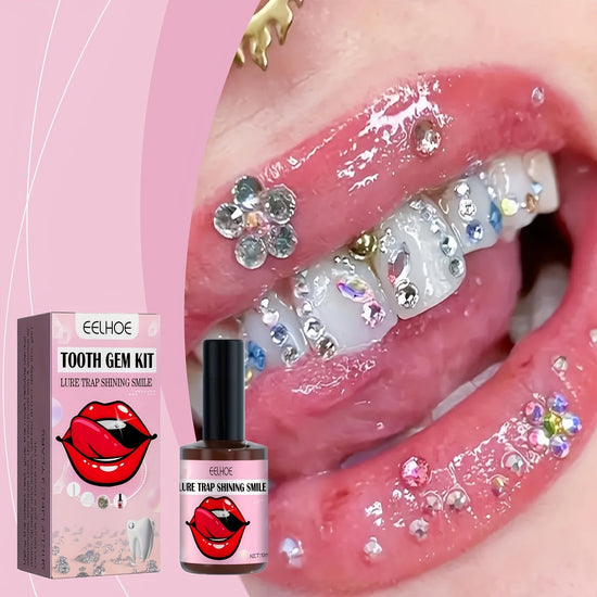 Crystal Tooth Diamond Kit with Glue And Curing Light - Easy to Install And Remove, Shiny Hip Hop Style Tooth Jewelry Stickers, A Choice Of Stones In A Variety Of Shapes, Perfect for Parties And Music Festivals SS69