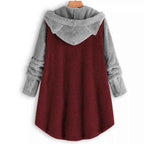 Cat Print Long Hoodies Sweatshirt Women Fleece Warm Button Pocket Pullovers Cat Ear Plus Size Hoodie Top Blouse Sweat Femme
